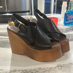 Jeffrey Campbell Black Leather Platform Sandals (Size 9) Only worn once!